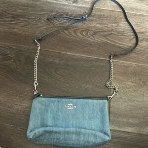 Coach Blue Denim Crossbody Bag with Silver Hardware